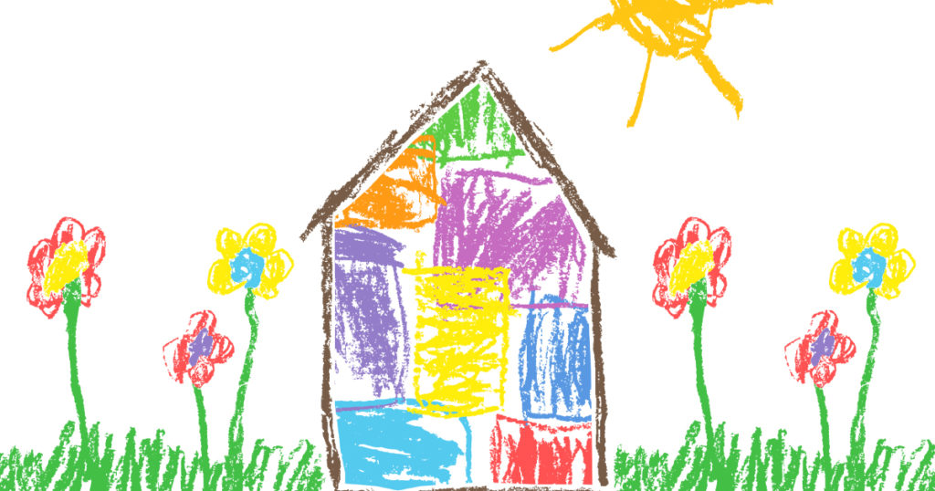 dibujo de una casa adquirida con la ayuda de préstamos hipotecarios