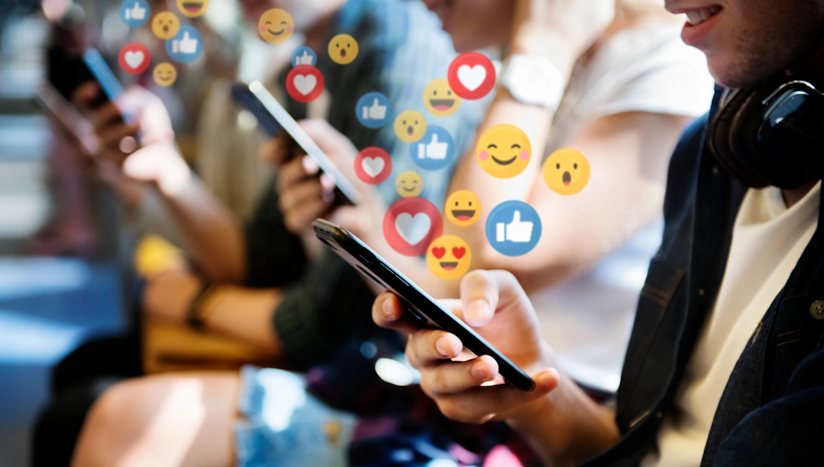 concept illustration showing social media emoticons